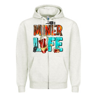Oatmeal Heather miner life Zipper Hoodie - AdoDesignShop