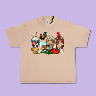 Rooster Coffee Cups Urban Heavy Tee Designed By Zillion Design Studio