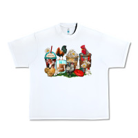 White rooster coffee cups Urban Heavy Tee - Zillion Design Studio