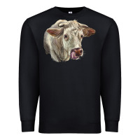 Black Charolais Cattle Face Premium Sweatshirt - LillyAllenDesigns