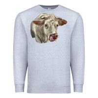 Heather Grey Charolais Cattle Face Premium Sweatshirt - LillyAllenDesigns