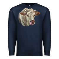 Navy Charolais Cattle Face Premium Sweatshirt - LillyAllenDesigns