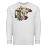 Oatmeal Heather Charolais Cattle Face Premium Sweatshirt - LillyAllenDesigns