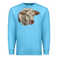 Ocean Blue Charolais Cattle Face Premium Sweatshirt - LillyAllenDesigns