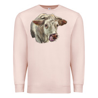 Pale Pink Charolais Cattle Face Premium Sweatshirt - LillyAllenDesigns