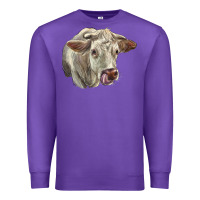 Purple Charolais Cattle Face Premium Sweatshirt - LillyAllenDesigns