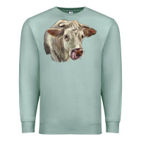 Seafoam Charolais Cattle Face Premium Sweatshirt - LillyAllenDesigns