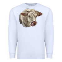 White Charolais Cattle Face Premium Sweatshirt - LillyAllenDesigns