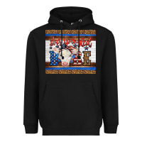 Black Western Star Spangled Baby Cow Heavyweight Hoodie - LillyAllenDesigns