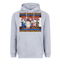 Heather Grey Western Star Spangled Baby Cow Heavyweight Hoodie - LillyAllenDesigns