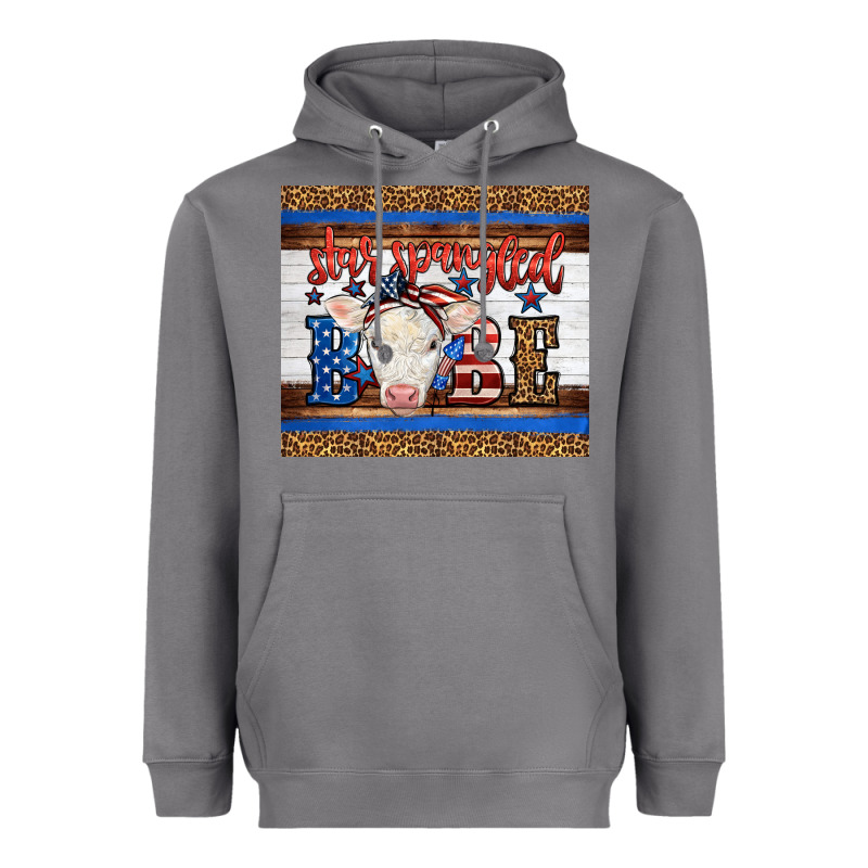 Western Star Spangled Baby Cow Heavyweight Hoodie by LillyAllenDesigns | Teevron