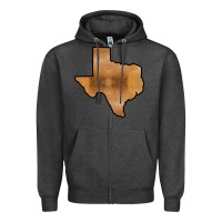Charcoal Heather Texas Map Western Horsehide Pattern Zipper Hoodie - Bettercallsaul
