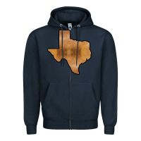 Navy Texas Map Western Horsehide Pattern Zipper Hoodie - Bettercallsaul