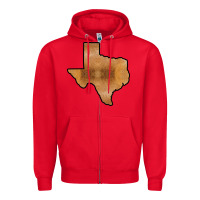 Red Texas Map Western Horsehide Pattern Zipper Hoodie - Bettercallsaul