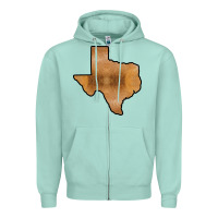 Seafoam Texas Map Western Horsehide Pattern Zipper Hoodie - Bettercallsaul