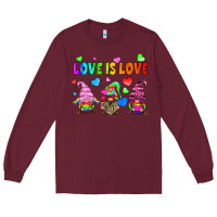 Burgundy lgbtq love is love gnomes Long Sleeve Tee - HRA Design Shop