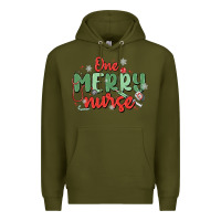 Army Green one merry nurse Premium Hoodie - MaliasSmallBusiness