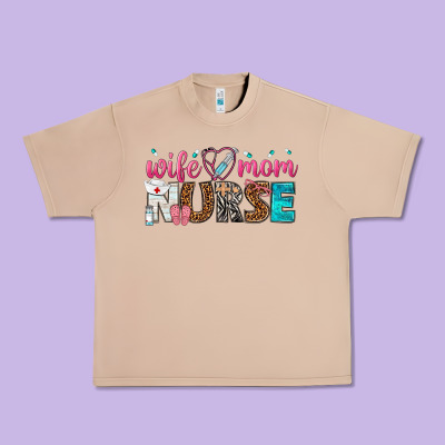 Wife Mom Nurse Urban Heavy Tee Designed By Texasbilliewilder