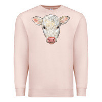 Pale Pink charolais calf face Premium Sweatshirt - LillyAllenDesigns