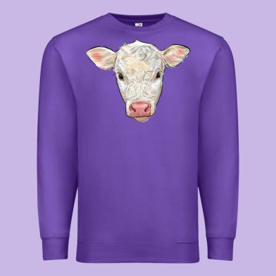 Charolais Calf Face Premium Sweatshirt Designed By Lillyallendesigns
