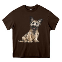 Chocolate Brown Skye Terrier Dog Illustrations Heavy Core Tee - LillyAllenDesigns