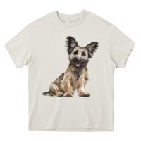 Cream Skye Terrier Dog Illustrations Heavy Core Tee - LillyAllenDesigns