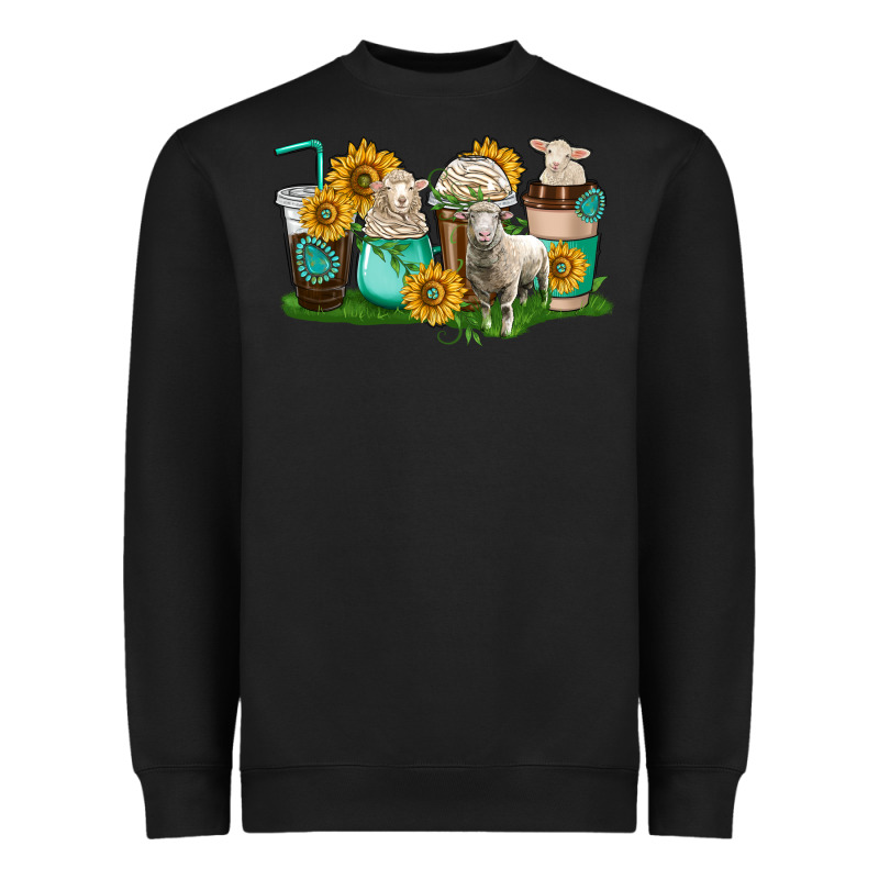 Sheep Coffee Cups Heavyweight Sweatshirt by texasbilliewilder | Teevron