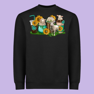 Sheep Coffee Cups Heavyweight Sweatshirt Designed By Texasbilliewilder