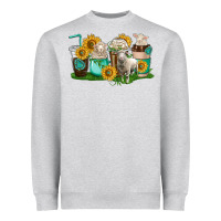 Heather Grey Sheep coffee cups Heavyweight Sweatshirt - texasbilliewilder