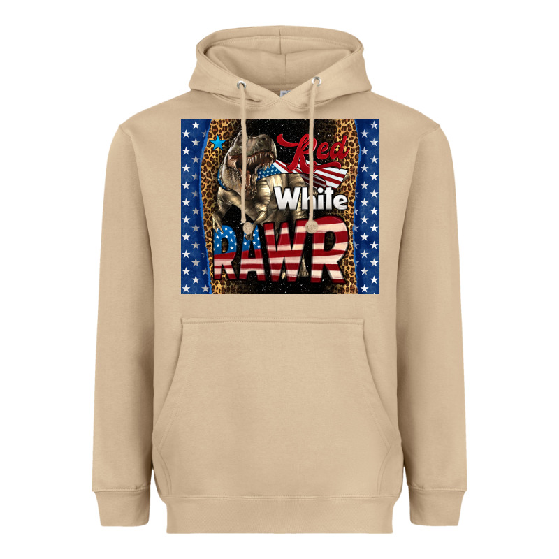 Red White Rawr Dinosaur T-rex Heavyweight Hoodie by LillyAllenDesigns | Teevron