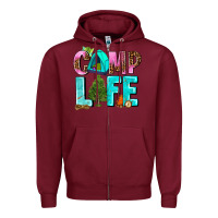 Burgundy camp life Zipper Hoodie - AdoDesignShop