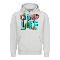 Dove Grey camp life Zipper Hoodie - AdoDesignShop