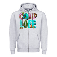 Heather Grey camp life Zipper Hoodie - AdoDesignShop