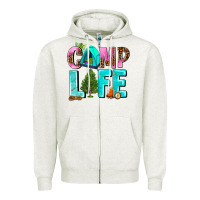 Oatmeal Heather camp life Zipper Hoodie - AdoDesignShop