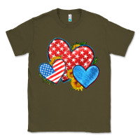 Army Green usa flag hearts with sunflower Classic Tee - HRA Design Shop