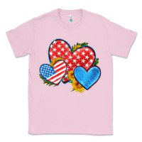 Bubblegum Pink usa flag hearts with sunflower Classic Tee - HRA Design Shop