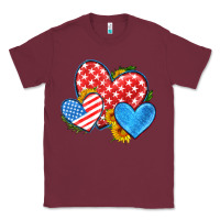Burgundy usa flag hearts with sunflower Classic Tee - HRA Design Shop