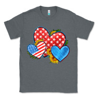 Charcoal Heather usa flag hearts with sunflower Classic Tee - HRA Design Shop