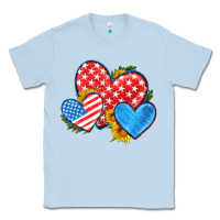 Dusty Blue usa flag hearts with sunflower Classic Tee - HRA Design Shop