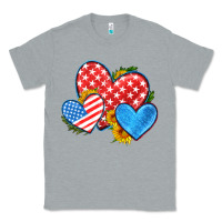 Heather Grey usa flag hearts with sunflower Classic Tee - HRA Design Shop