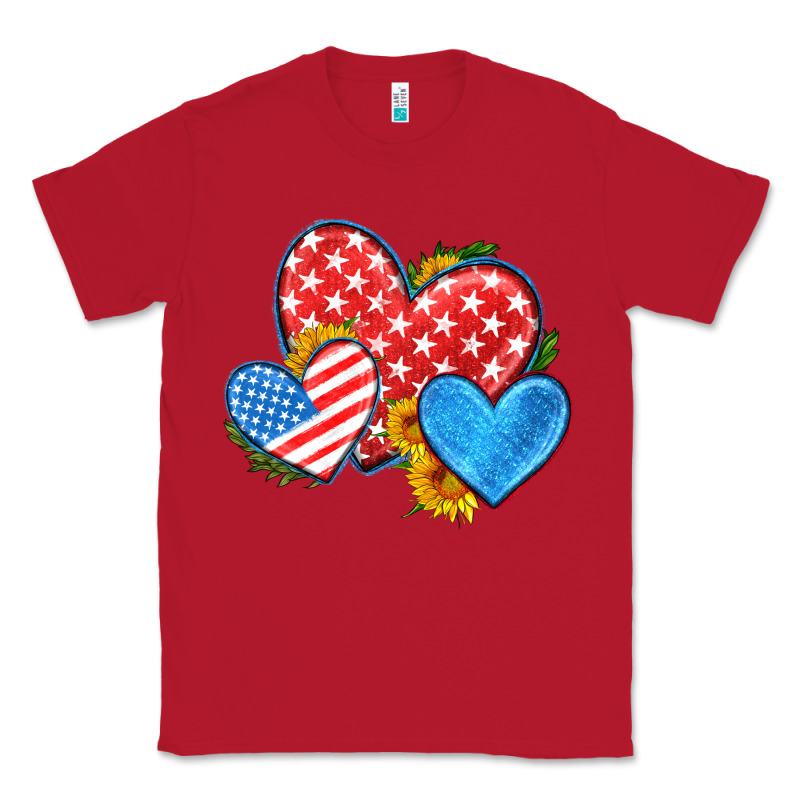 Usa Flag Hearts With Sunflower Classic Tee by HRA Design Shop | Teevron