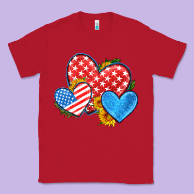 Usa Flag Hearts With Sunflower Classic Tee Designed By Hra Design Shop