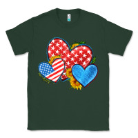 Sports Green usa flag hearts with sunflower Classic Tee - HRA Design Shop