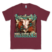 Burgundy Somebody's Problem Bull Skull Classic Tee - FaDigitalArtStudio
