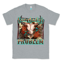 Heather Grey Somebody's Problem Bull Skull Classic Tee - FaDigitalArtStudio