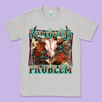 Somebody's Problem Bull Skull Classic Tee Designed By Fadigitalartstudio