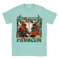 Seafoam Somebody's Problem Bull Skull Classic Tee - FaDigitalArtStudio