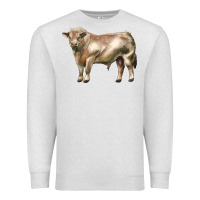 Oatmeal Heather charolais bull Premium Sweatshirt - LillyAllenDesigns