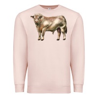 Pale Pink charolais bull Premium Sweatshirt - LillyAllenDesigns