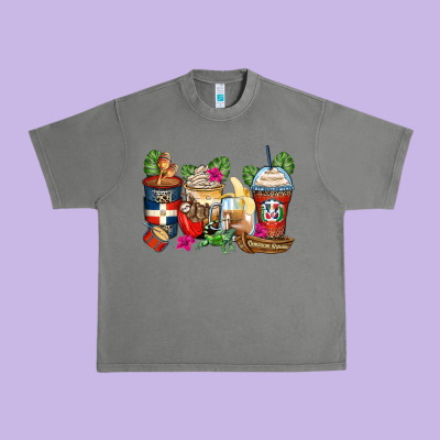 Dominican Republic Coffee Cups Urban Heavy Tee Designed By Zillion Design Studio
